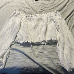 Off Shoulder White Crop Shirt